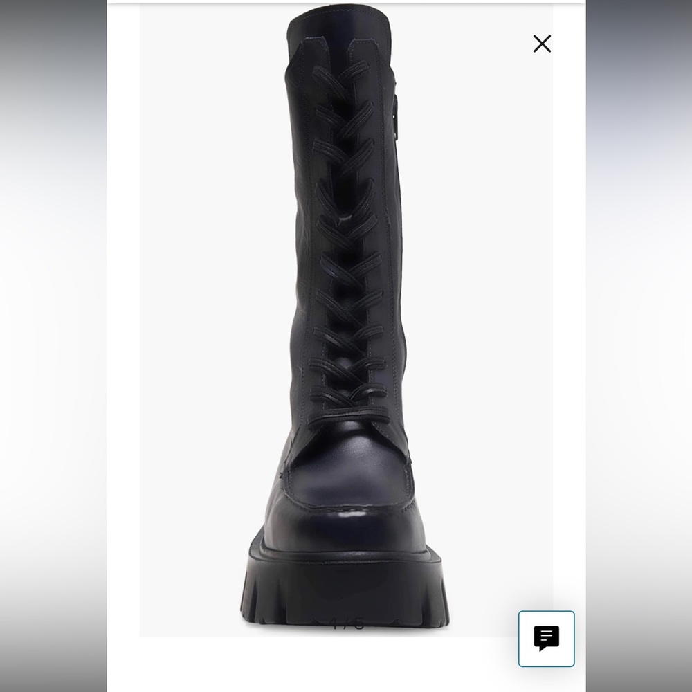Free People Jones Lug Sole Combat Boot Size 7 Leather BlacK NEW - Picture 7 of 15